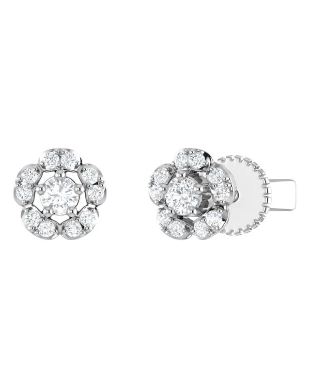 Broqueles De Oro Blanco 14k Con 16pts De Diaman... image number null