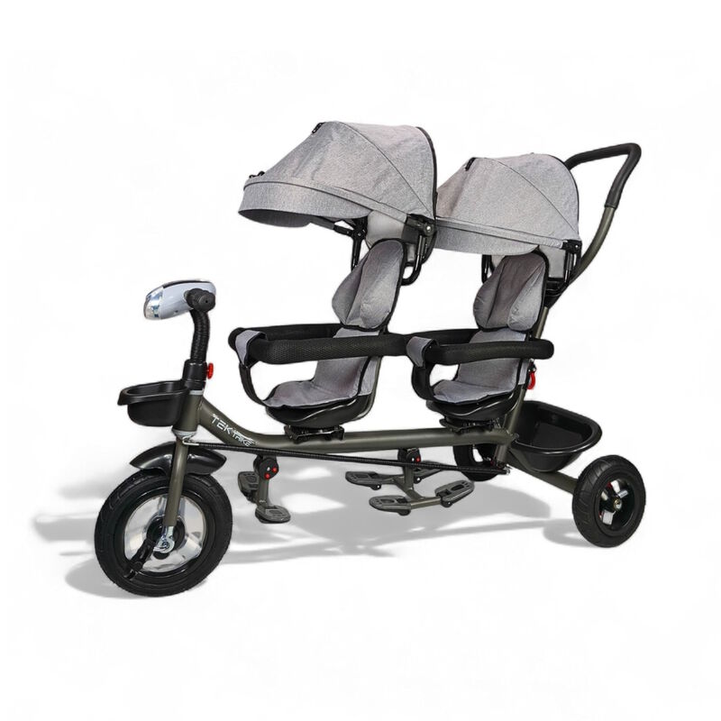 Triciclo Para Ni&ntilde;os Gemelar Doble Tek-2029 Gira... image number null