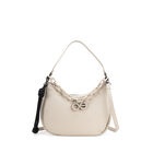 Bolsa Hobo Mediana Con Cadena Acr&iacute;lica Color Beige