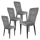 Juego Set 4 Sillas Comedor Altas Vinipiel Modernas Tapizadas Gris Osscuro