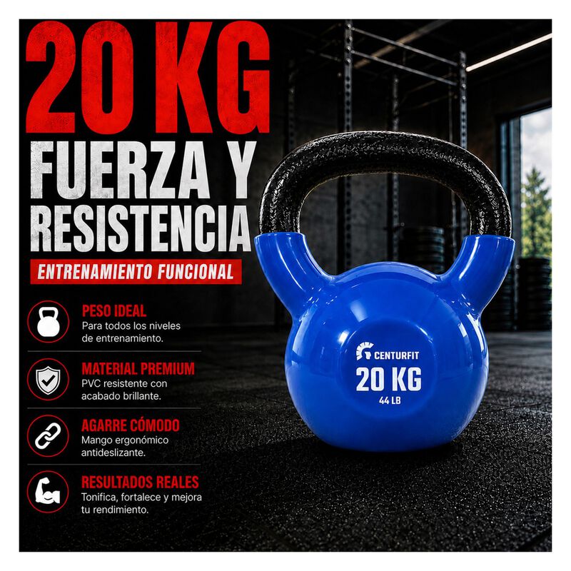 Pesa Rusa Kettlebell 20 Kg Recubrimiento Pvc Hi... image number null