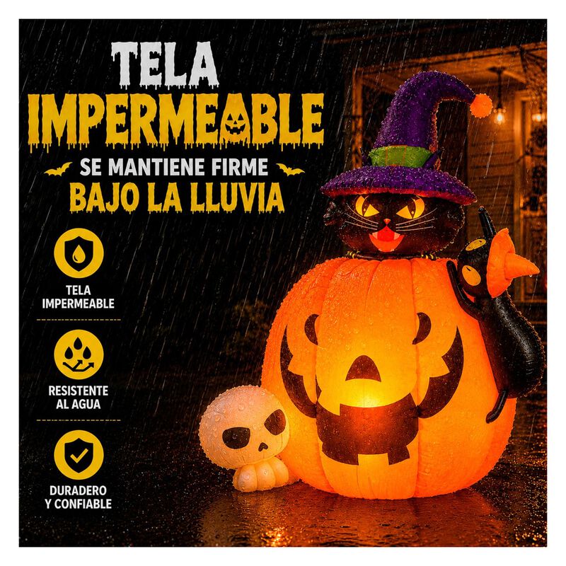 Inflable Halloween Calabaza Gato Negro Brujo 1.... image number null