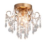 L&aacute;mpara De Techo Chandelier Q&s En Miniatura De Cristal Para Dormitorio, Color Dorado