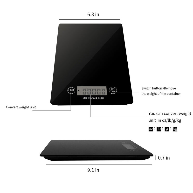 Bascula de Cocina Ommega Digital 5 Kg Negro image number null