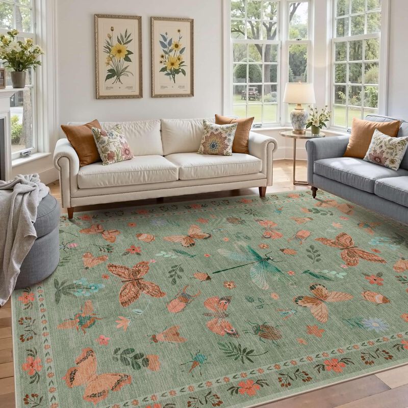 Alfombra Rugxara 244 x 254 cm Verde Boho Con Mo... image number null