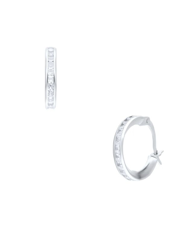 Arracadas Oro Blanco 14k Con Zirconias (14mm) image number null