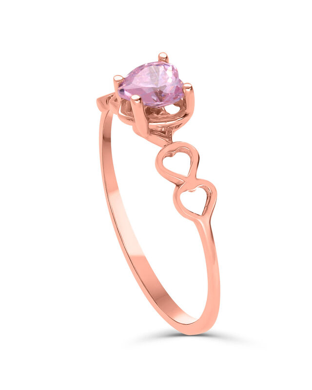 Anillo En Oro Rosa 14k Con Zirconia Coraz&oacute;n Ros... image number null
