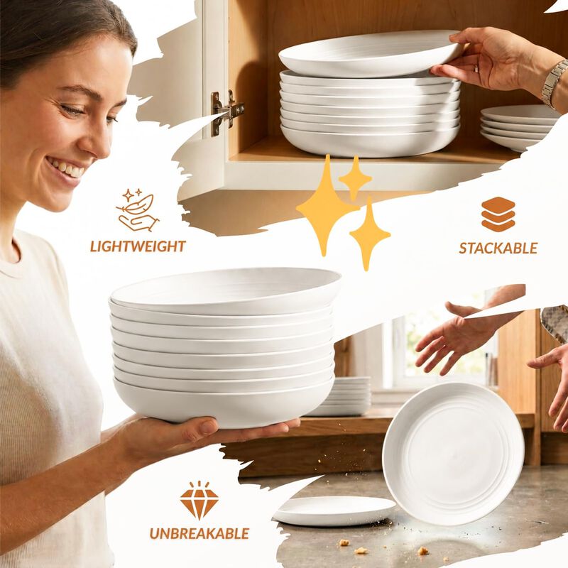 Platos Homienly 8 Unidades, 23 cm, Paja de Trig... image number null