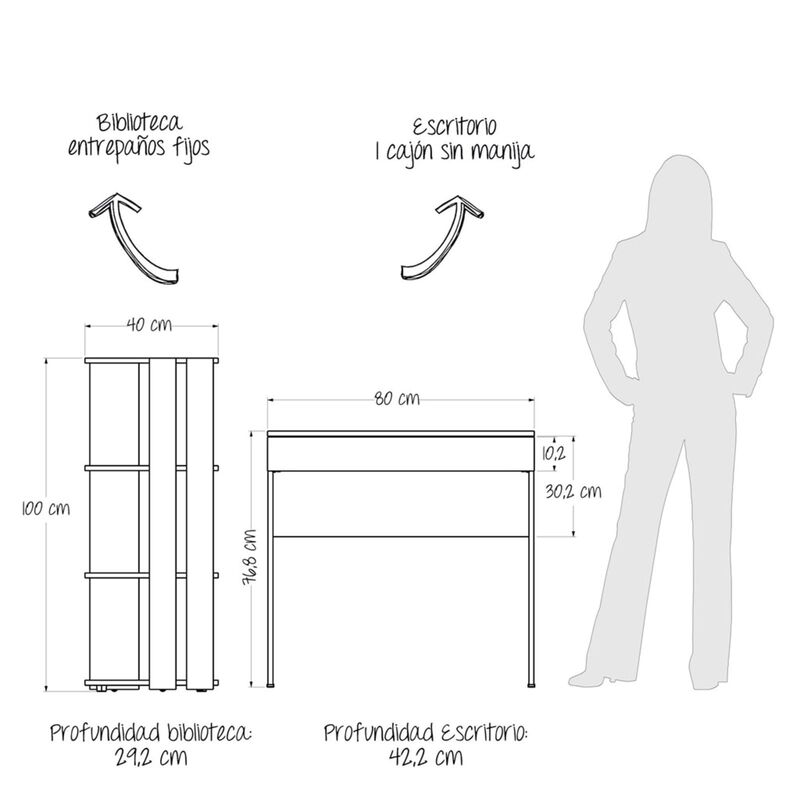 Escritorio y Biblioteca Jarl  Mueble 2 en 1, Su... image number null