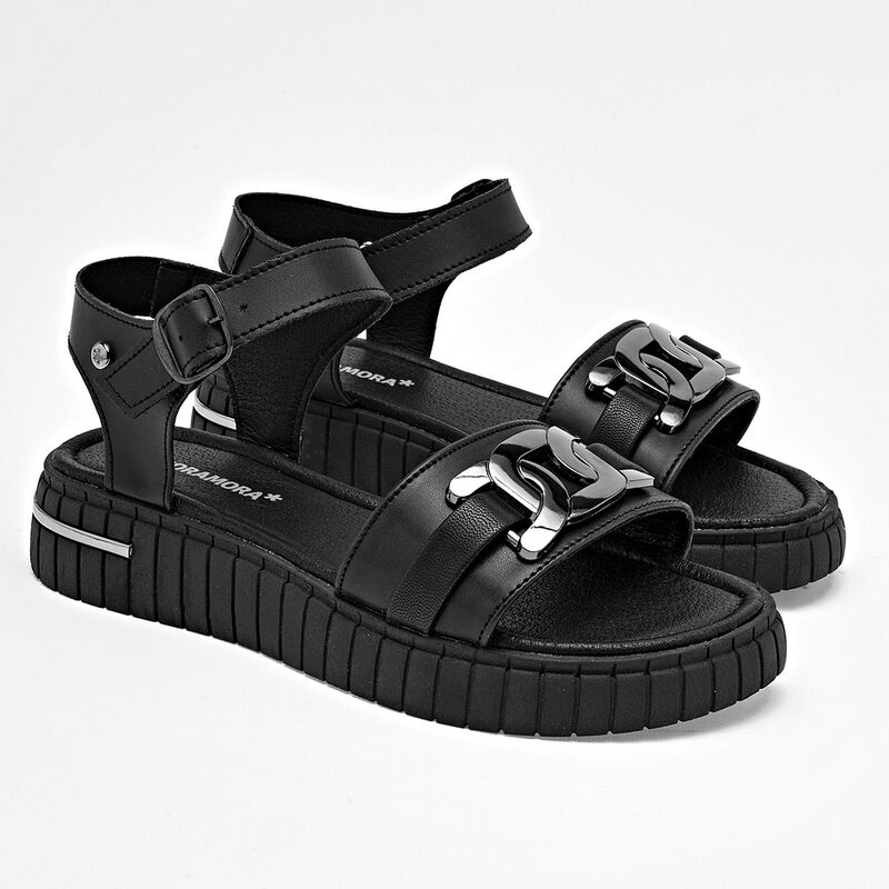 Moramora sandalia piso para mujer negro cod 140... image number null