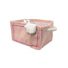 Cesta Organizadora De Tela Plegable Rosada Dise&ntilde;o Monstruo 40x30x25 Cm
