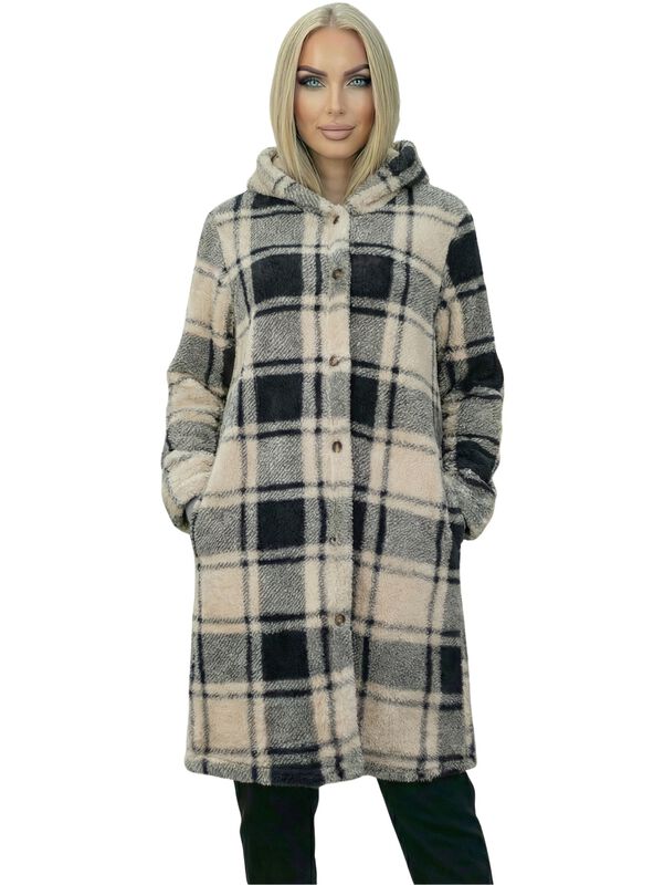 Abrigo C&aacute;rdigan Largo para Mujer Tipo Peluche C... image number null