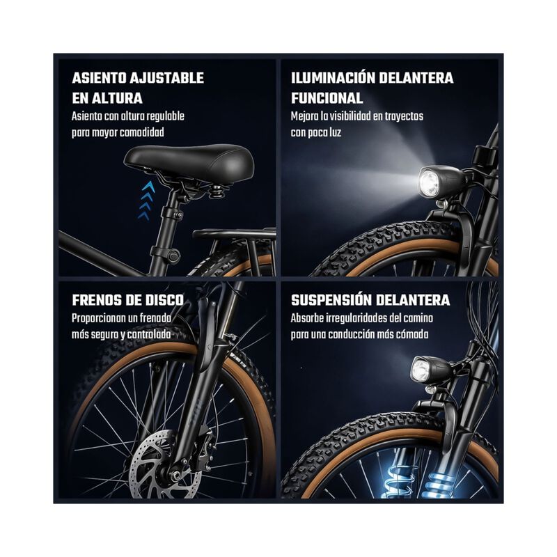 Bicicleta Electrica Urbana 35km/h 21 Vel R26 Au... image number null