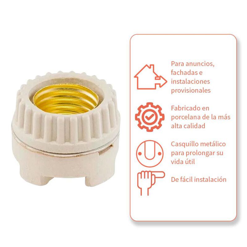 Portalámpara de porcelana para anuncio con casq... image number null