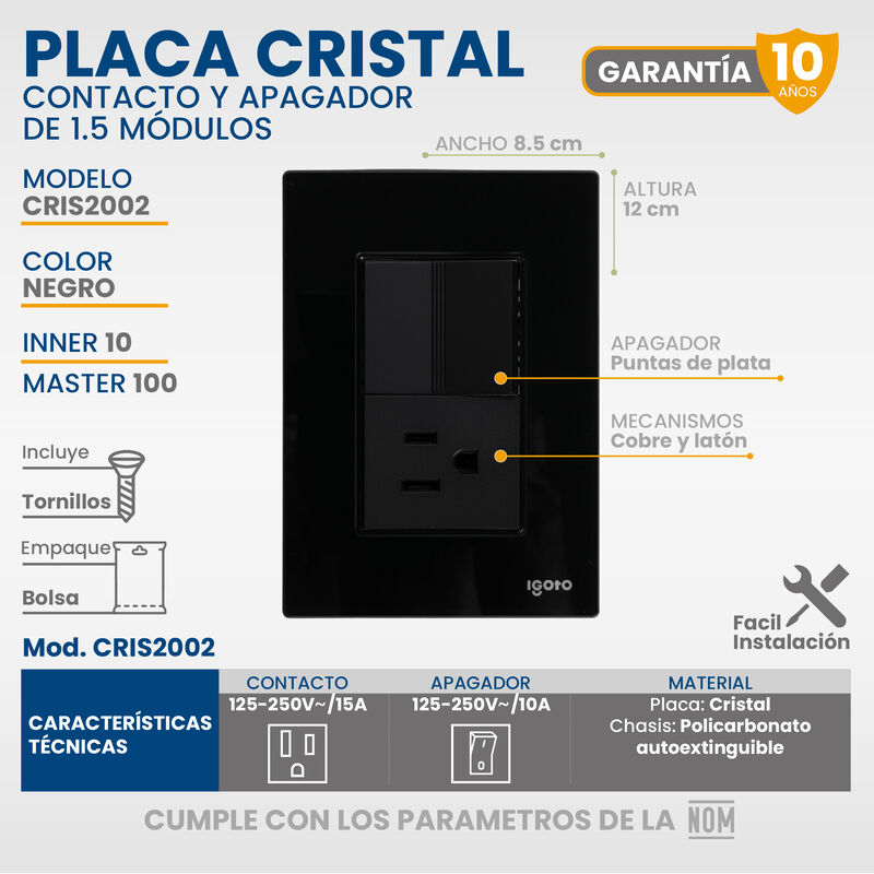 Placa Armada Cristal IGOTO CRIS1002-2002 con 1 ... image number null