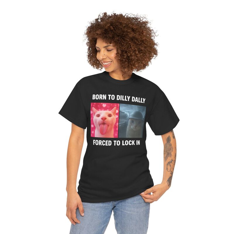 Camiseta Gen&eacute;rica de Meme de Gato Maldito - Neg... image number null