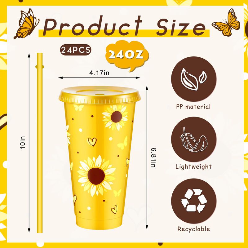 Vaso Reutilizable Uiifan 709 ml Girasol &ndash; Pack ... image number null
