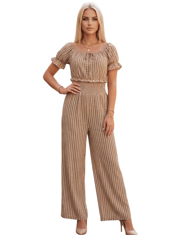 Jumpsuit Ves-1046 Beige De Manga Corta Y Pierna... image number null