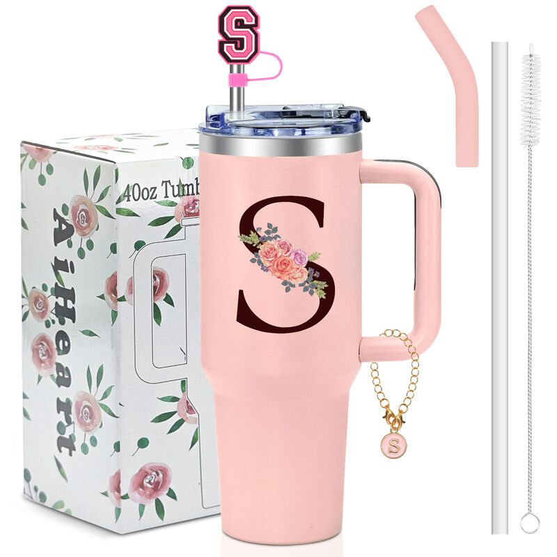 Vaso T&eacute;rmico Aiheart 1,2 l Rosa Con Monograma Y... image number null