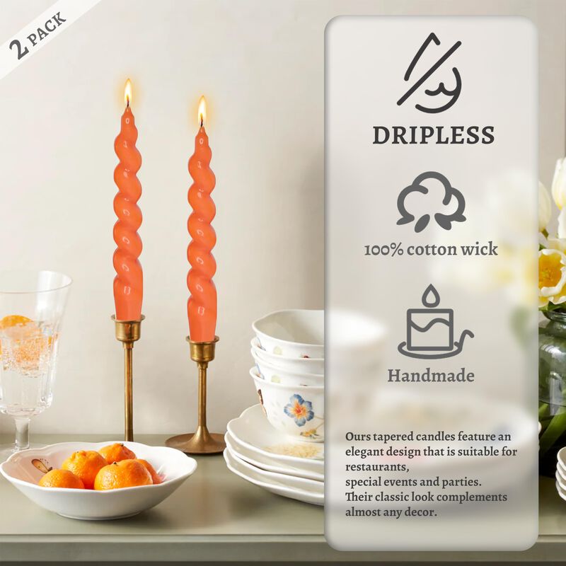 Set De 2 Velas Zechkavaa 19 Cm Naranja Espiral ... image number null