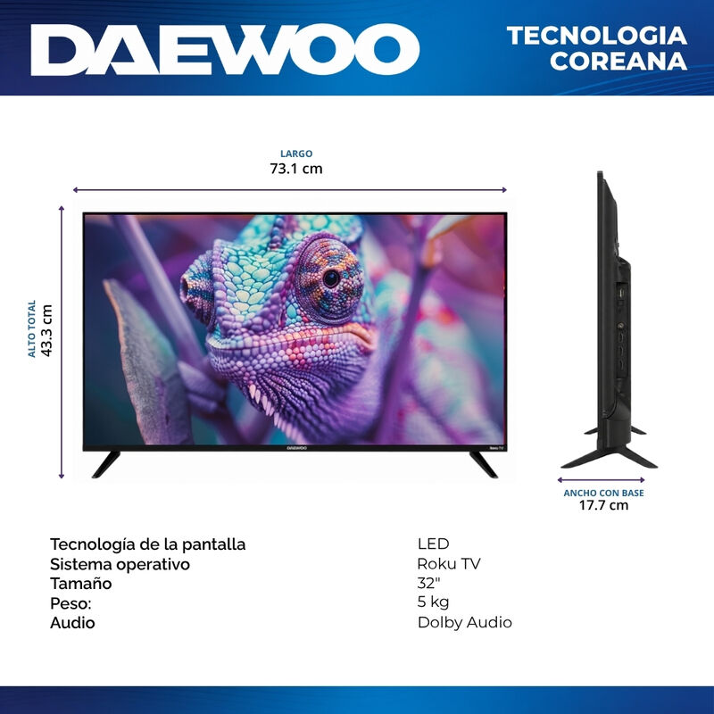 Daewoo  Pack 2 Smart Tv 32 Pulgadas Hd Led Roku... image number null