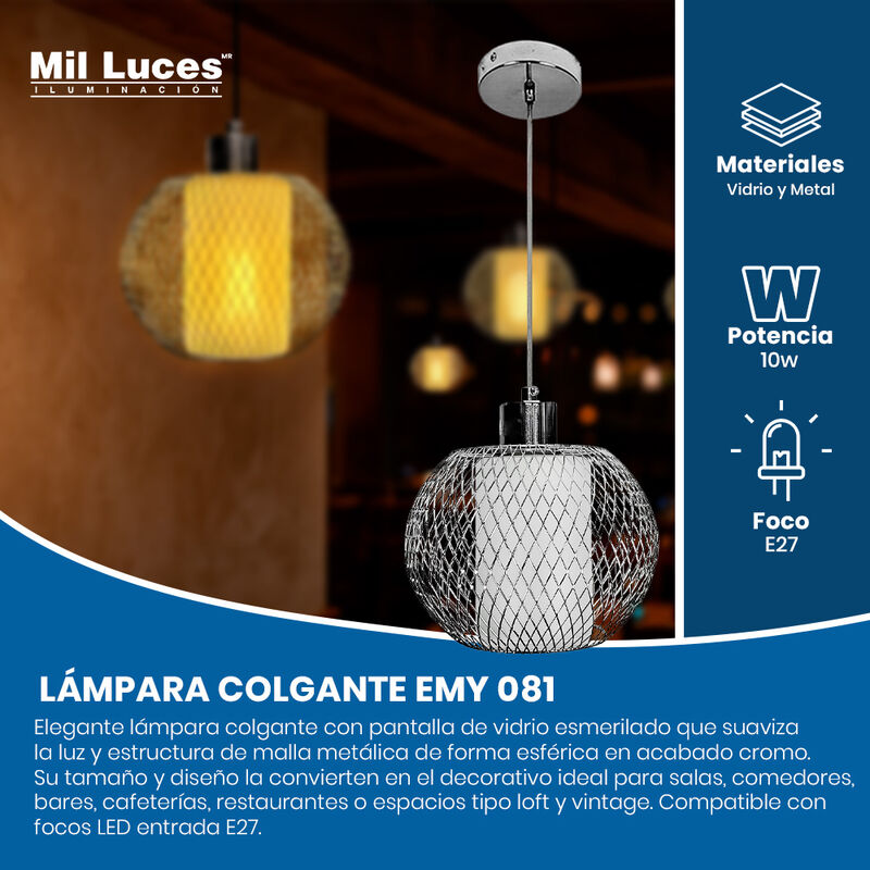 L&aacute;mpara de Techo MIL LUCES EMY 081 Cromo - Dise... image number null