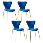 Juego Set 4 Sillas Terciopelo Comedor Tapizada Minimalista Azul