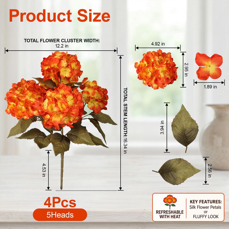 Flores Artificiales Ivydale 46 cm Naranja Y Ama... image number null