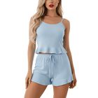 Ropa Para Dormir Mujer Verano Short + Blusa Fresca PIJ-092 Azul Claro Pijama Fresca