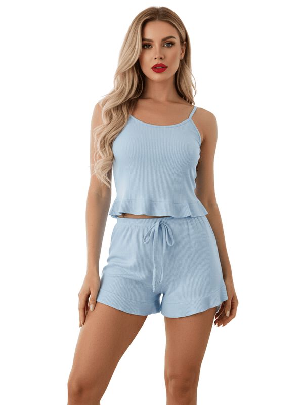 Ropa Para Dormir Mujer Verano Short + Blusa Fre... image number null