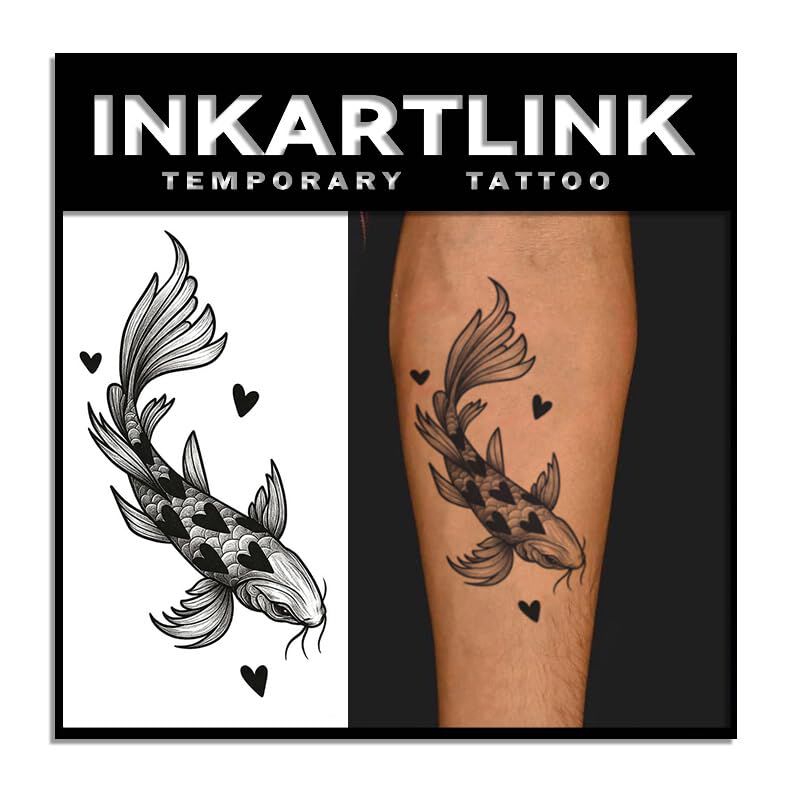 Tatuaje Temporal Inkartlink Heart Koi - 2 L&aacute;min... image number null