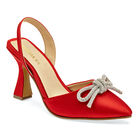 Moramora Zapatilla para mujer rojo satn plata