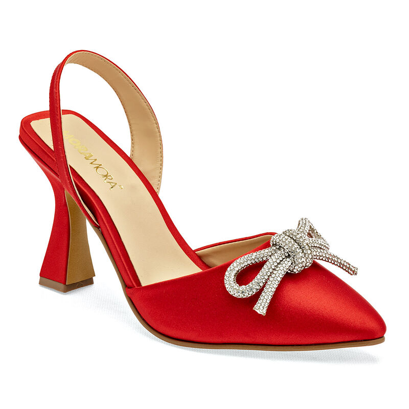 Moramora Zapatilla para mujer rojo satn plata image number null