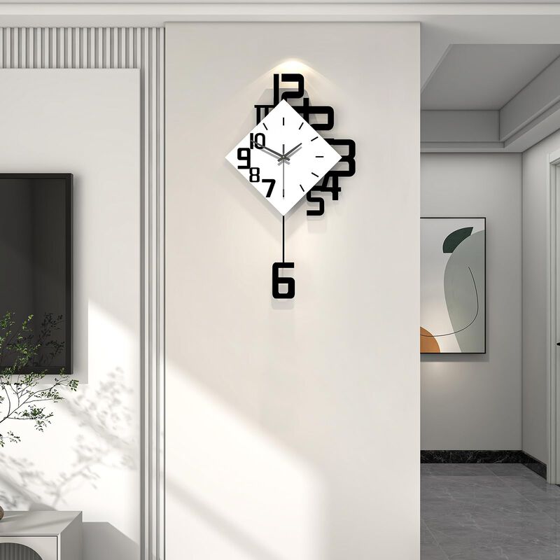 Reloj De Pared Yijidecor 30x50 Cm Negro De Made... image number null