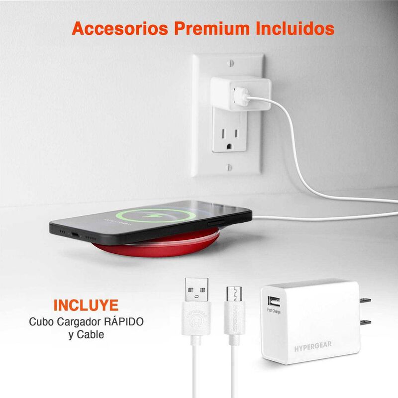 Base Cargador HYPERGEAR inal&aacute;mbrico Qi 15W Rojo... image number null