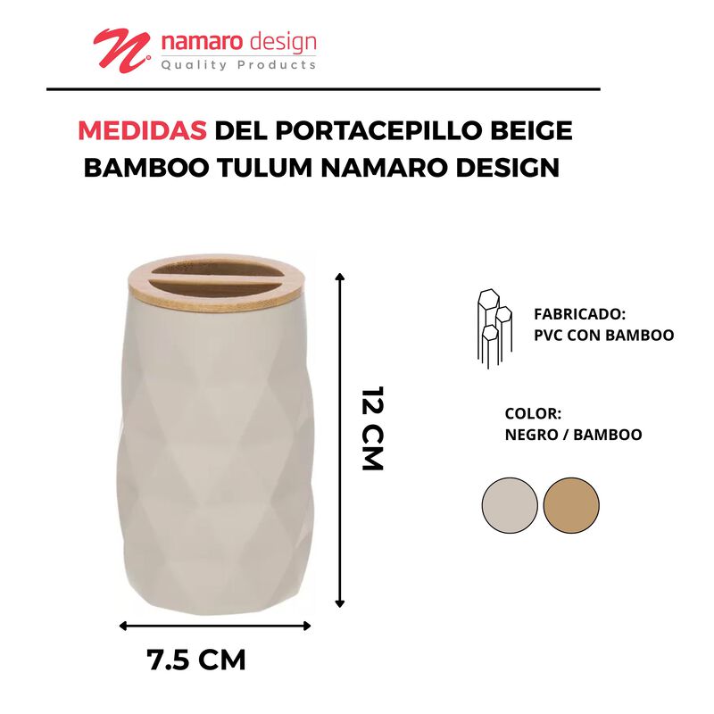 Portacepillo Beige bamboo Tulum Namaro Design image number null