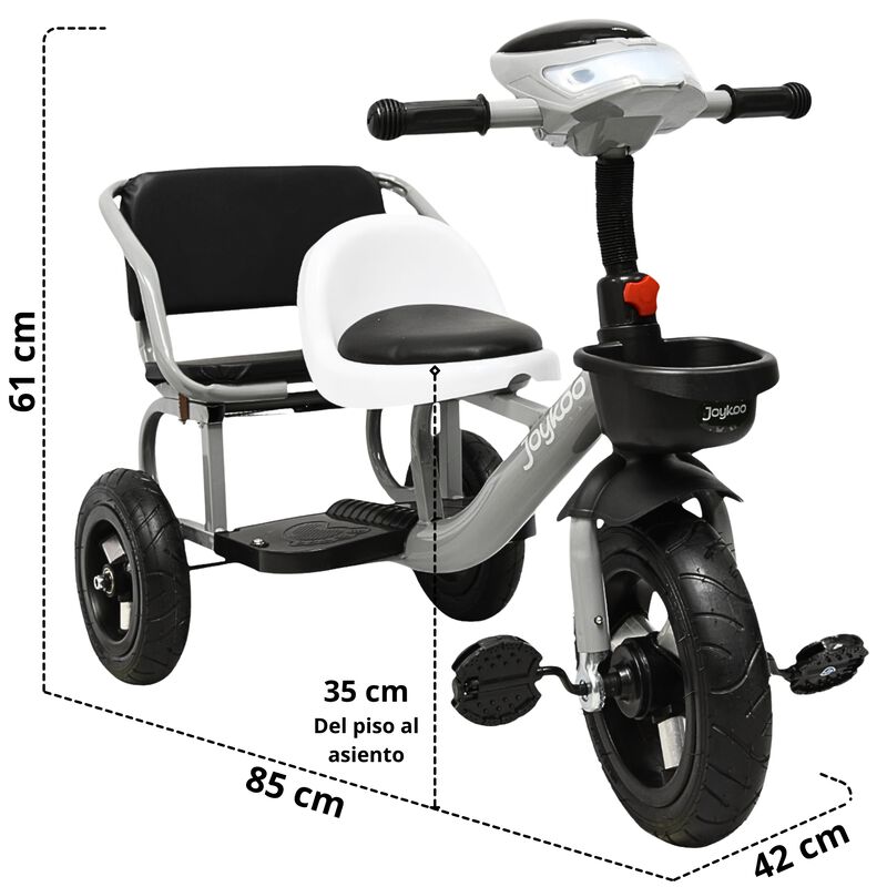 Triciclo para Ni&ntilde;os Dos Asientos Torreta con Lu... image number null