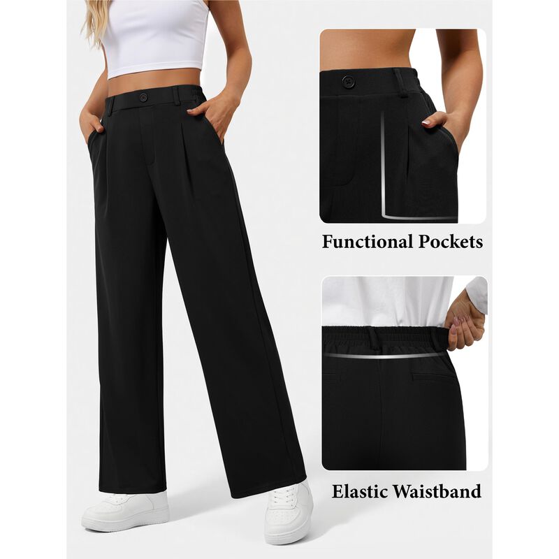 Pantalones Dlooda De Pierna Ancha Negro Cintura... image number null