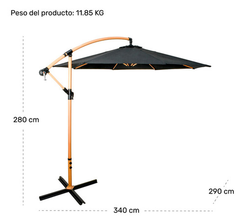 Sombrilla Tipo Madera Jard&iacute;n Exterior 2.9m Play... image number null