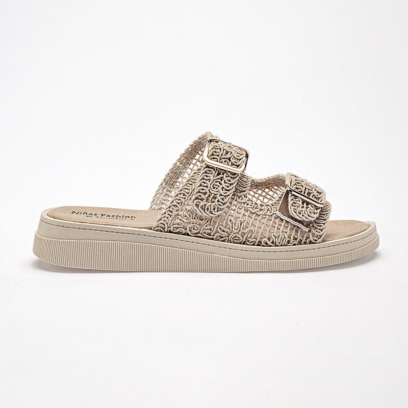 Ni&ntilde;as Fashion sandalia piso para mujer beige co... image number null