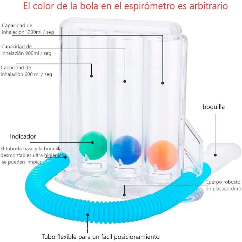 Inspirometro Incentivo de 3 Bolas (Inhalaci&oacute;n)|... image number null