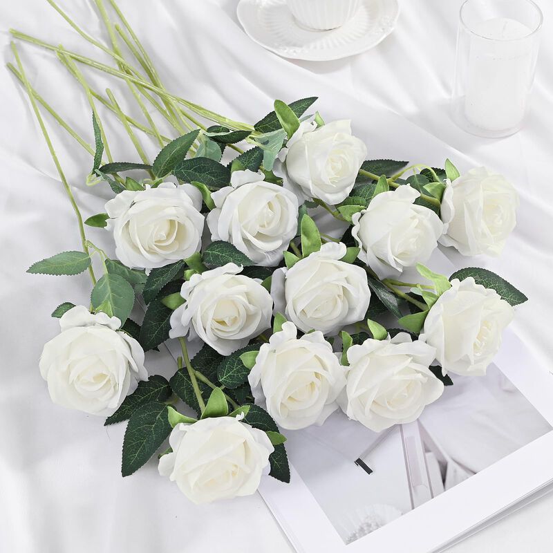 Rosas Artificiales De Seda Blanca Yastouay &ndash; 30... image number null