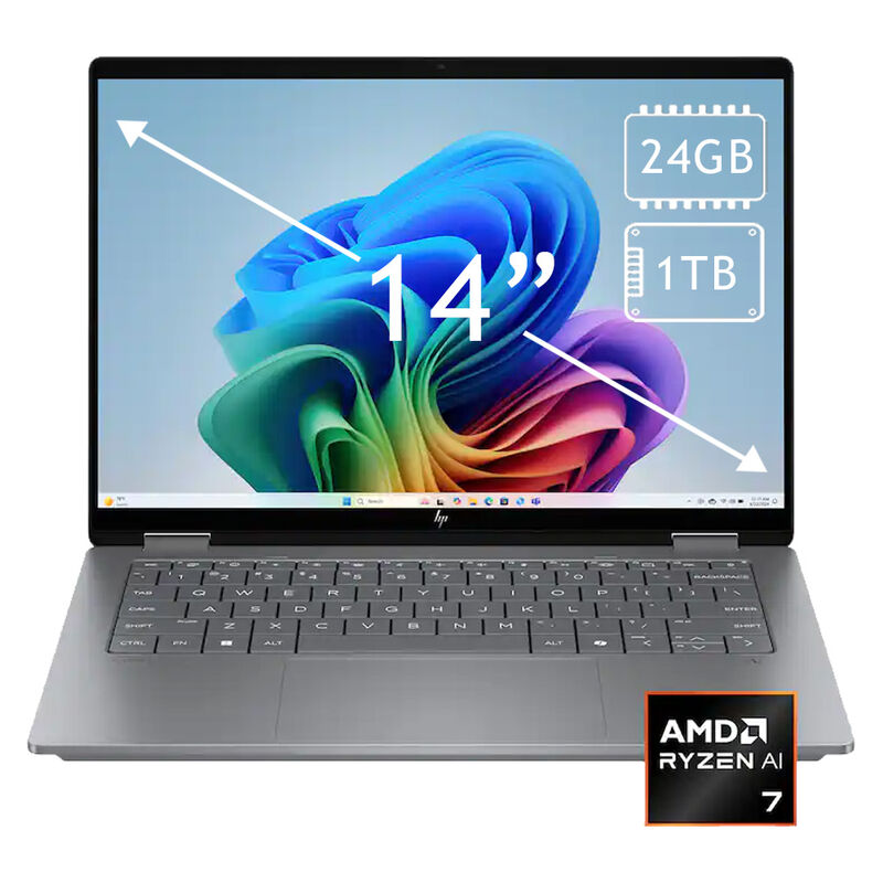 Laptop Hp Omnibook X Flip 14" Ryzen Ai7 1tb 24g... image number null
