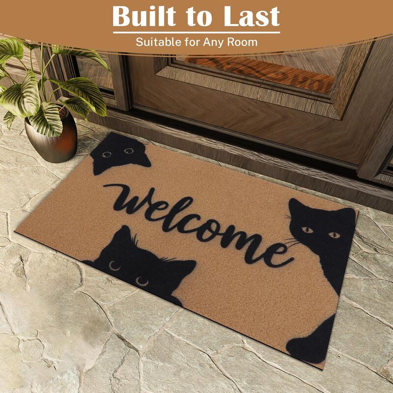 Felpudo Arttown 43x76 Cm Gato Negro Bienvenido image number null