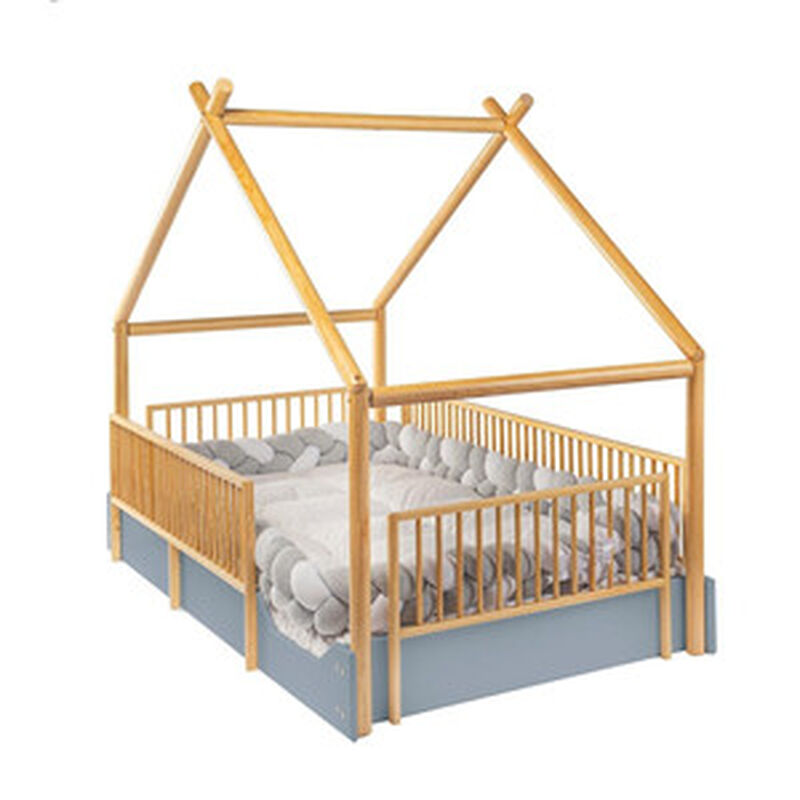 Cama Chalet Montessori de Madera con Barandales... image number null