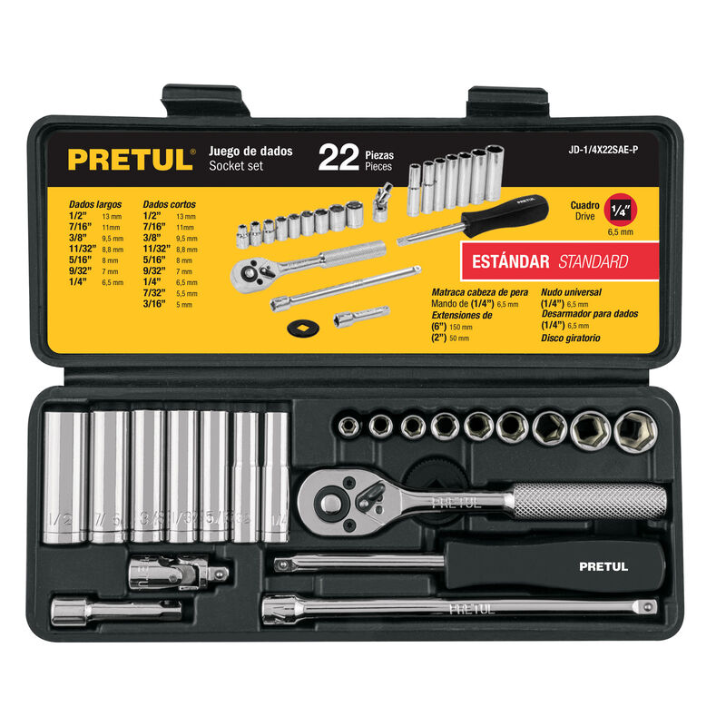 Juego de 22 Herramientas 1/4' Std para Mec&aacute;nico... image number null