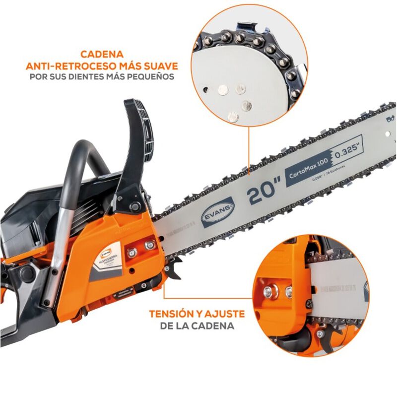 Motosierra Evans Uso Ligero Barra 20p 54cc 2t A... image number null