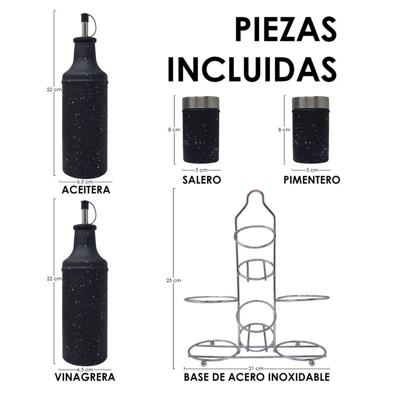 Juego de Aceitera, Vinagrera, salero y pimenter... image number null