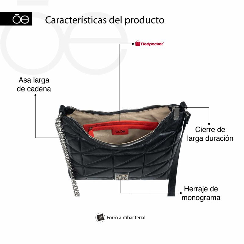 Bolsa Hobo Mediana Asa De Cadena Color Beige image number null