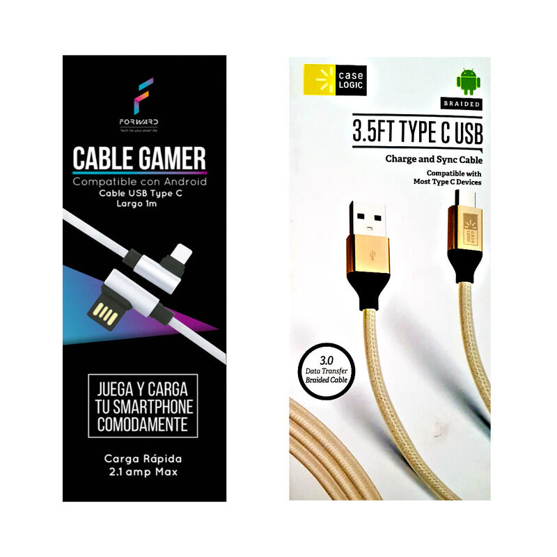 Kit Cables Tipo C Gamer Forward Cable 90° y Cab... image number null